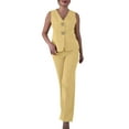 thumbnail image 1 of Vest Pants Suits for Women Business 2 Piece Dressy Casual Outfits Sleeveless Blazer straight pants pantsuit sets, S, 1 of 7