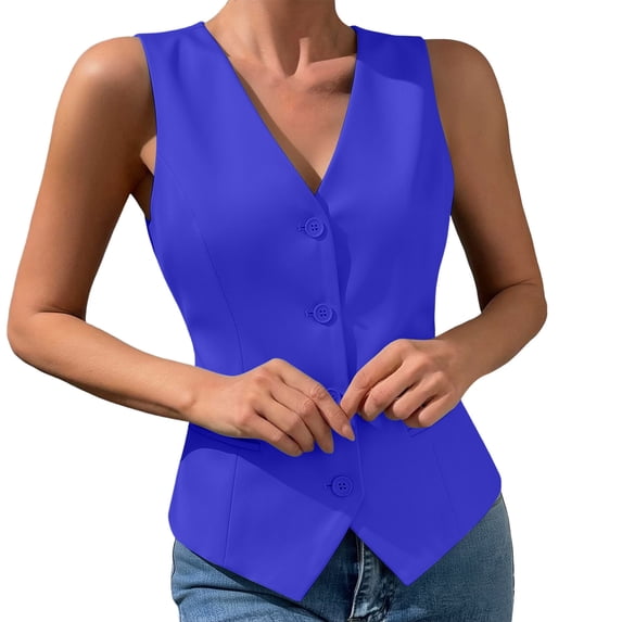 Vest Sleeveless V Neck Button Front Solid for Women Sunny Weekend Seasonal Favorite Casual Dressing Daily Commute Everyday Outfit Season Shift Summer Outfits