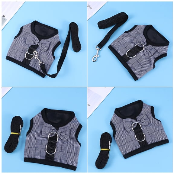 LIOOBO Small Animal Leashes Pet Harness Mesh Black 1Pcs Breathable for Chihuahua and Yorkie