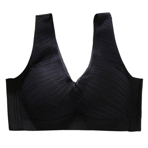 Vest Style On Bra with Adjustable Gathered Cups and Four Decorative Steel Ring Buttons for Comfortable Support