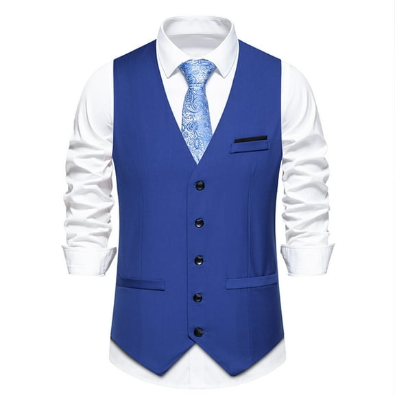 Vest Top Qiggri Men Solid Fashion Retro Button Sleeveless V-Neck Business Tanks Blouse Mens Suit Vest