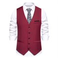 thumbnail image 1 of Vest Top Qiggri Men Solid Fashion Retro Button Sleeveless V-Neck Business Tanks Blouse Mens Suit Vest, 1 of 9