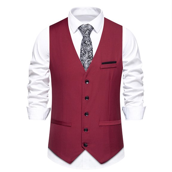 Vest Top Qiggri Men Solid Fashion Retro Button Sleeveless V-Neck Business Tanks Blouse Mens Suit Vest