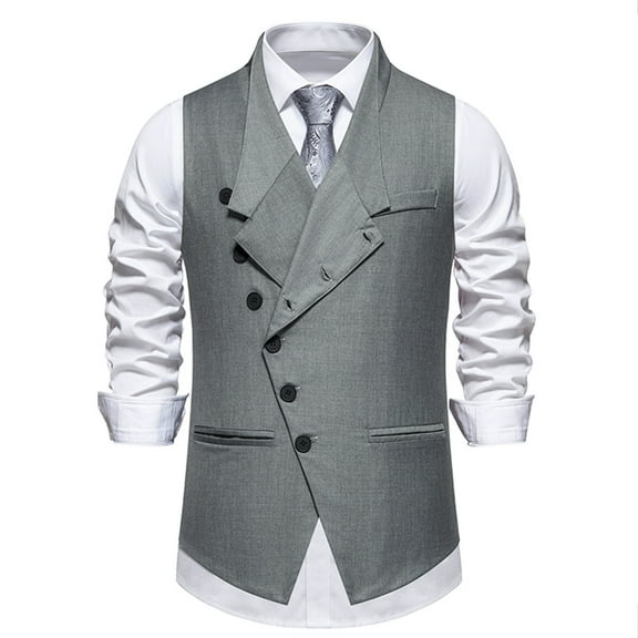Vest Top Qiggri Men Solid Fashion Retro Have Pockets Button V-Neck Tanks Blouse Mens Suit Vest