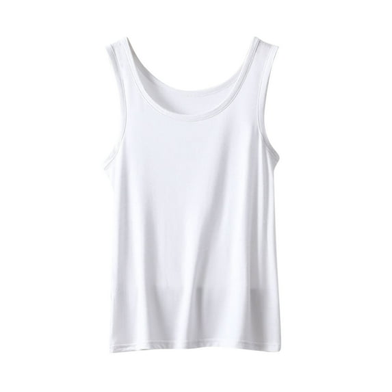 Vest Top Women Sleeveless Summer Tank Tops Casual Loose Fit Vests Elegant Solid Color Tee Shirts Ladies Camisole Round Neck T-shirt Sports Workout Yoga Top