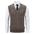 thumbnail image 1 of Vest Tops for Men Business Casual Sweater Vest Stretchy Argyle Knit V-Neck Comfy Slim Fit Top, 1 of 5