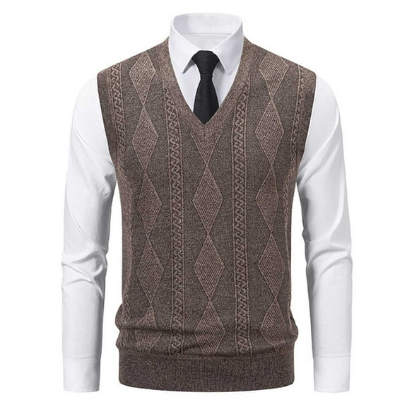Vest Tops for Men Business Casual Sweater Vest Stretchy Argyle Knit V-Neck Comfy Slim Fit Top
