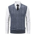 thumbnail image 1 of Vest Tops for Men Business Casual Sweater Vest Stretchy Argyle Knit V-Neck Comfy Slim Fit Top, 1 of 5