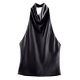 thumbnail image 1 of Vest Tops for Women Gsakboxl Women Fashion Casual Satin‑Textured Halter Neck Sleeveless Vest Top Trendy Hot‑Girl Style Camisole Black M, 1 of 9