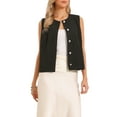 thumbnail image 1 of Vest Tops for Women Sleeveless Button Down Crew Neck Trendy Business Casual Waistcoat Top XS Black, 1 of 6