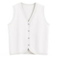 thumbnail image 1 of Vest Tops for Women Sleeveless Sweaters Button Up Knitted Vest White XXXXXS, 1 of 2