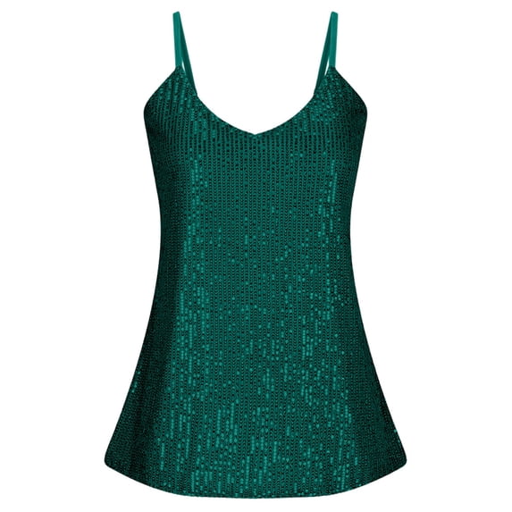 Vest Tops for Women Sparkling Carnival Camisole Commute Sleeveless Sequin Womens Shirts Blouses,Green,M