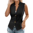 thumbnail image 1 of Vest Tops for Women, Yigetop Women's V Neck Button Up Sleeveless Cardigan Shirt Vest Small Suit Vest Top Vests for Women 2025 Trendy Black M, 1 of 10
