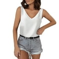 thumbnail image 1 of Vest V-Neck Silk Summer Satin Sleeveless Blouse Basic Camisole Shirts Streetwear, 1 of 6