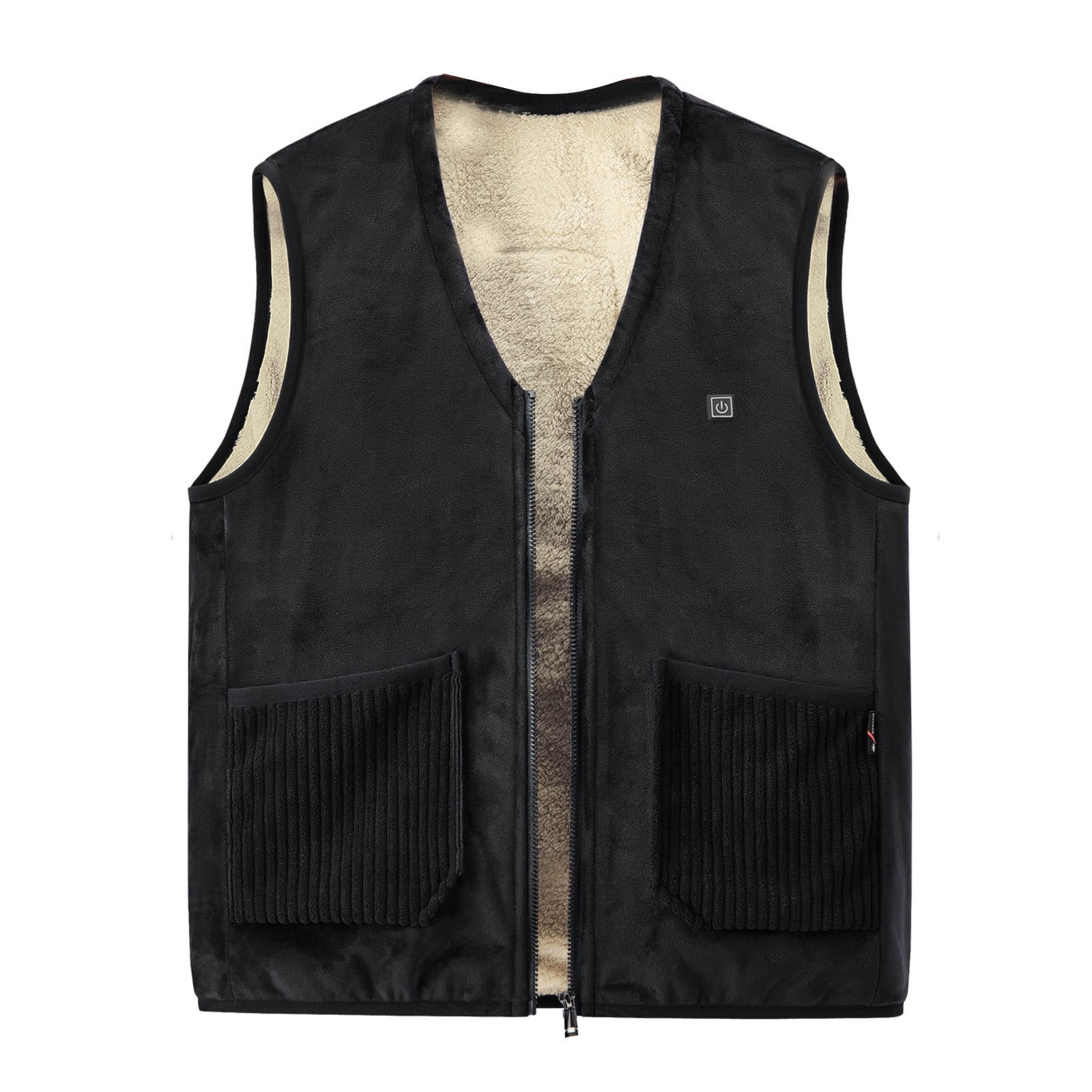 Vest Winter Jacket Pocket Coat Warm Solid Tops Men Velvet Vest Plus