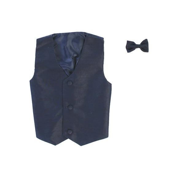 Vest and Clip On Baby Boy Bowtie set - NAVYBLUE - 4T