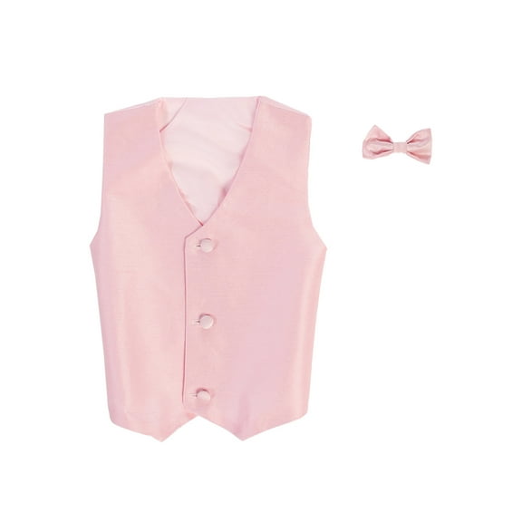 Vest and Clip On Baby Boy Bowtie set - PINK - L/XL (12-24 Months)