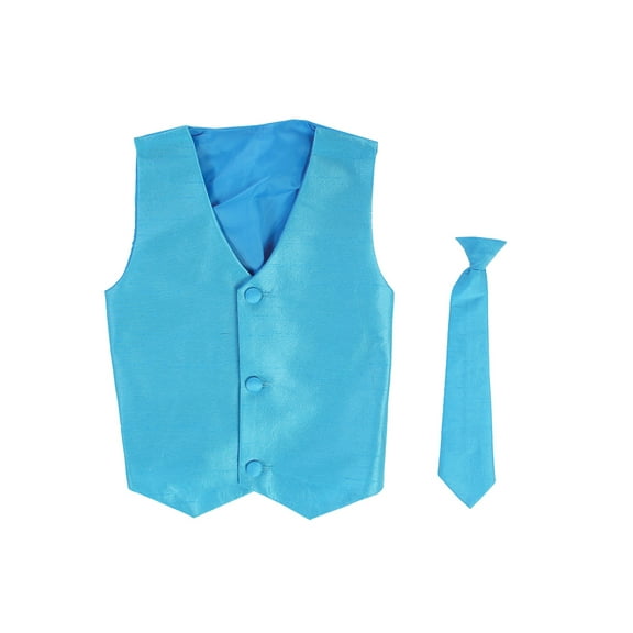 Vest and Clip On Baby Boy Necktie set - AQUA - 4T