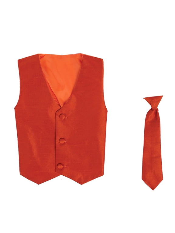 Vest and Clip On Baby Boy Necktie set - BURNT ORANGE - L/XL (12-24 Months)