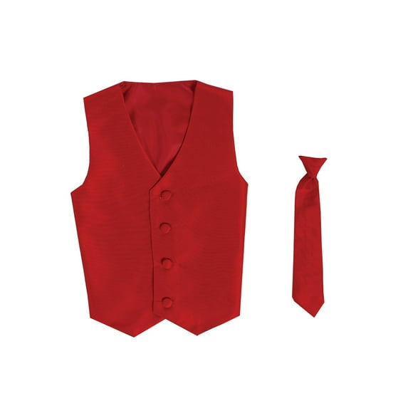 Vest and Clip On Baby Boy Necktie set - RED - 2T/3T