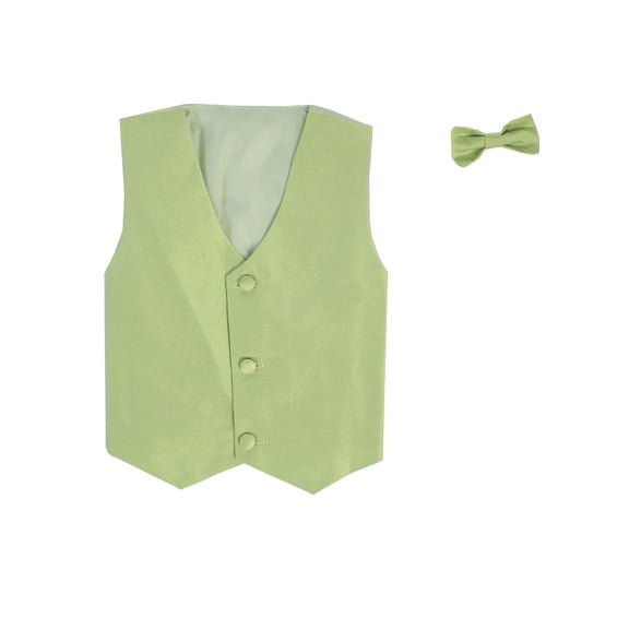 Vest and Clip On Boy Bowtie set - APPLE GREEN - 12/14