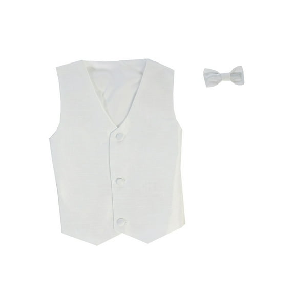 Vest and Clip On Boy Bowtie set - WHITE - 12/14