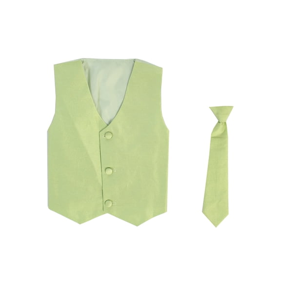 Vest and Clip On Boy Necktie set - APPLE GREEN - 12/14