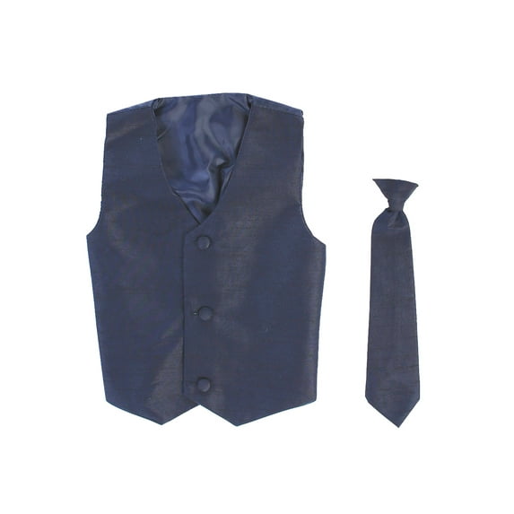 Vest and Clip On Boy Necktie set - NAVY BLUE - 8/10