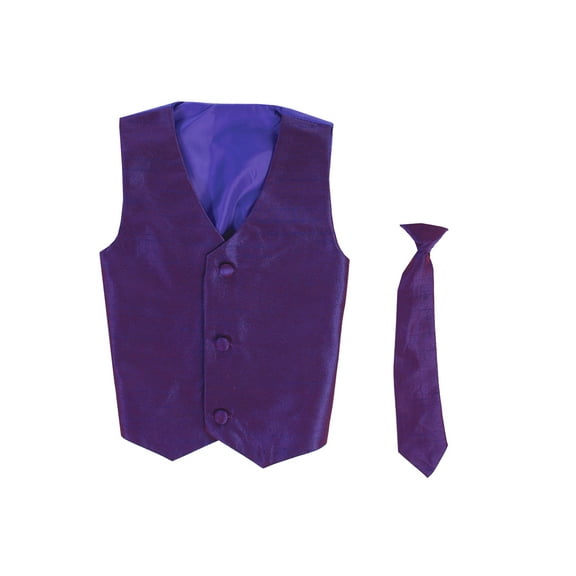 Vest and Clip On Boy Necktie set - PURPLE - 12/14