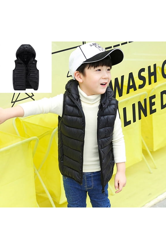 Vest for Boys Vest Black Baby Hoodie Vest Sleeveless Quilted Vest Boys Winter Jacket Boys Winter Jacket 12-15 Years