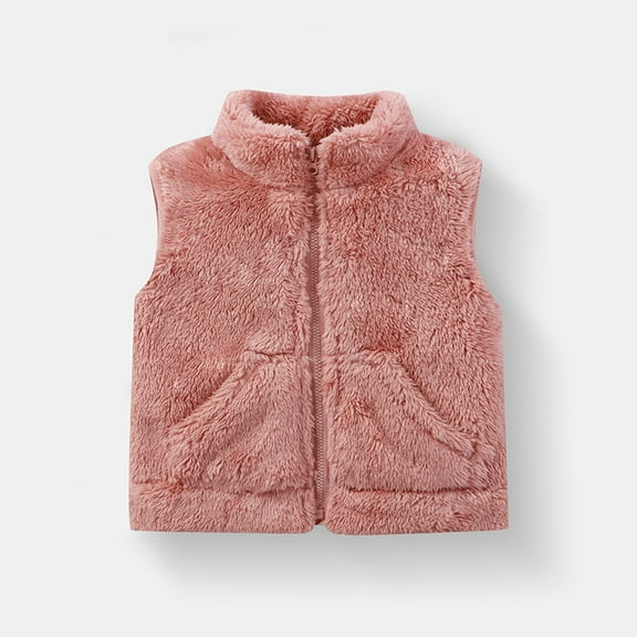 Vest for Girls 7-8 Years Girls' Boys Sherpa Fleece Vest Outwear Lightweight Solid Color Cute Jacket with Pockets 2-11 Years