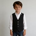 thumbnail image 1 of Vest for Kids Sleeveless Button Down Black Vest Suit Boys Uniform Shirts Boys Formal Suit Vest Boys Suit Size 13-14 Years, 1 of 7