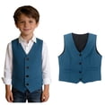 thumbnail image 1 of Vest for Kids Sleeveless Button Down Blue Suit Back To School Clothes Kid Boys Formal Vest for Kids Boys Vests Size 5-6 Years, 1 of 7