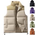 thumbnail image 1 of Vest for Men Dqueduo Men's Thick Corduroy Color-Block Sleeveless Outdoor Jacket – Windproof Zip Vest Khaki M, 1 of 10