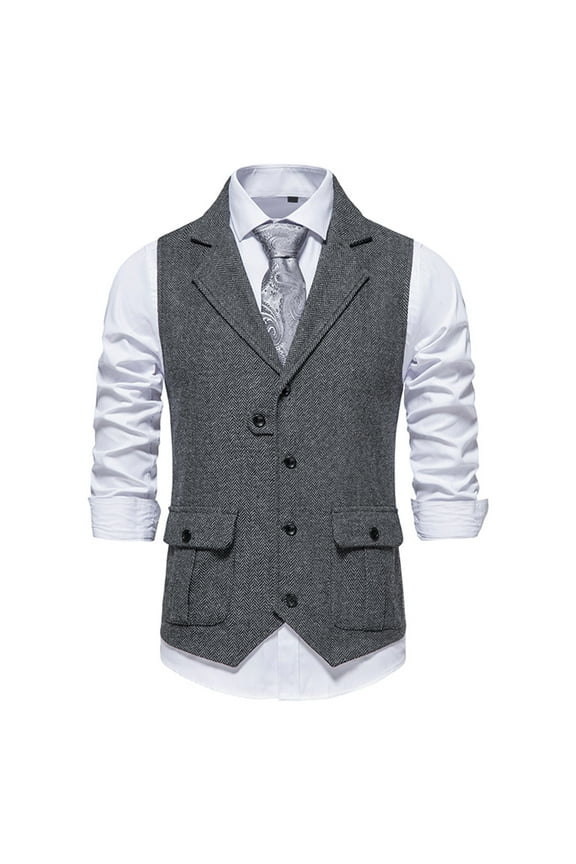 Vest for Men Formal Sleeveless Jacket Casual Suit Vests BlazerMen's Herringbone Tweed Suit Vest Vintage Lapel Vest Men's Coat