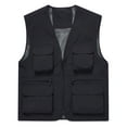 thumbnail image 1 of Vest for Men Sleeveless Running Vest Solid Color Zipper V-Neck Casual Daily Loose Outwear(Black,4XL), 1 of 4