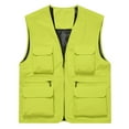 thumbnail image 1 of Vest for Men Sleeveless Running Vest Solid Color Zipper V-Neck Casual Daily Loose Outwear(Green,M), 1 of 4