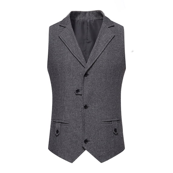 Vest for Men Sleeveless Sweater Vest Solid Color Midevil Lapel Collar Casual Daily Fitted Outwear(Dark Gray,M)