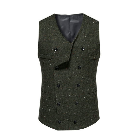 Vest for Men Sleeveless Sweater Vest Solid Color Midevil V-Neck Casual Daily Fitted Outwear(Army Green,XL)
