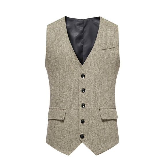 Vest for Men Sleeveless Sweater Vest Solid Color Midevil V-Neck Casual Daily Fitted Outwear(Khaki,2XL)