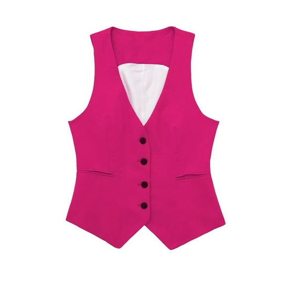 Vest for Women! Comdrip Women Linen Casual Vest Ladies Sleeveless V Neck Vests Single Breasted Tops Womens Vest Top Trendy Hot Pink XS
