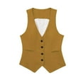 thumbnail image 1 of Vest for Women! Comdrip Women Linen Casual Vest Ladies Sleeveless V Neck Vests Single Breasted Tops Womens Vest Top Trendy Yellow L, 1 of 2