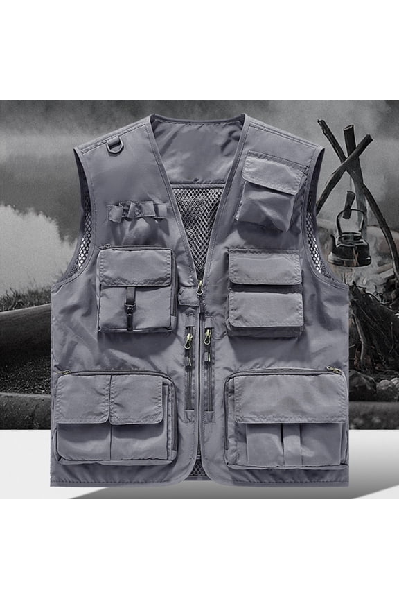 Vest for Women V Neck Sleeveless Streetwear Loose Fit Solid Multi Pockets Durable Utility Outerwear Cargo Fishing Working Uniform Top