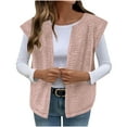 thumbnail image 1 of Vest for Women Winter Vests Sleeveless Fleece Jacket Zip Up Warm Drawstring Coat With Pockets Outerwear, 1 of 8