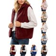 thumbnail image 1 of Vest for Women Zaewscy Women's Stand Collar Zip Up Fuzzy Sleeveless Vest Casual Fleece Gilet Wine XL, 1 of 9