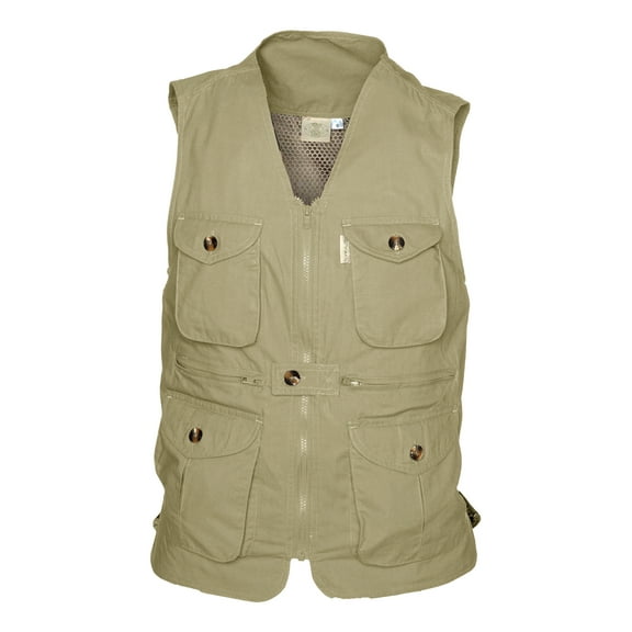 Tag Safari Vent Back Livingstone Vest for Women, 100% Cotton, Utility Outerwear, Multi Pocket, Perfect for Outdoor Activities (Khaki, X-Large)