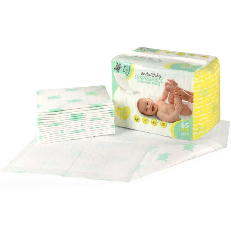 Vesta Baby Cambiadores Desechables - Paquete de 65 Suaves Empapadores A  Prueba de Fugas – Protectores Portátiles Blancos