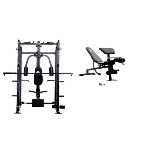 Vesta Fitness Smith Machine SM1001 with Multi-Function FID Bench and Olympic Plates Set