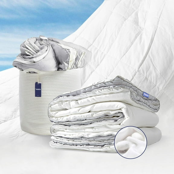 Vesta Silk Comforter, All Season Duvet Insert for Hot Sleepers, 100% SuperSilk Fill with 100% Cotton Shell, Luxuriously Soft, Moisture-Wicking, Queen Size, Medium Silk Weight (Space Grey, King)