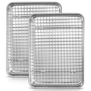 Vesteel 12.5 inch Baking Pan with Rack Set (2 Pans & 2 Racks), Stainless Steel Quarter Size Toaster Oven Tray with Cooling Rack, Heavy Gauge & Dishwasher Safe